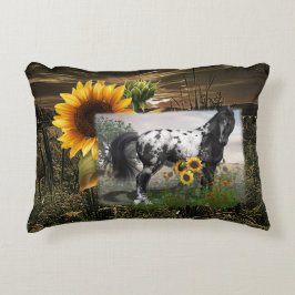 Zonnebloemen en Appaloosa paard Accent Kussen