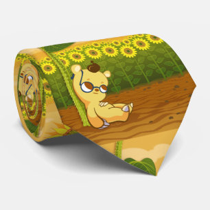 Zonnebloemen en Beer van Kawaii Stropdas