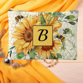 Zonnebloemen en bijen monogram etui