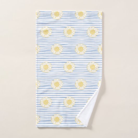 Zonnebloemen en Blauwe Stripes Bath Towel Set Bad Handdoek (Handdoek)