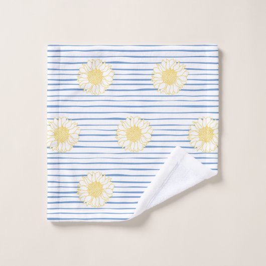 Zonnebloemen en Blauwe Stripes Bath Towel Set Bad Handdoek (Wasdoekje)