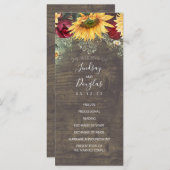 Zonnebloemen en Bourgondië Red Rose bruiloft progr Programma (Voorkant / Achterkant)