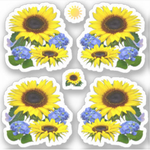 Zonnebloemen en brandkranen sticker
