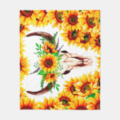 Zonnebloemen en Bull Skull Fleece Deken (Voorkant)