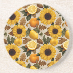 Zonnebloemen en Citrus Autumn Home Decor Zandsteen Onderzetter