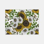 Zonnebloemen en dagbladen, zomertuin 3 fleece deken (Voorkant (Horizontaal))