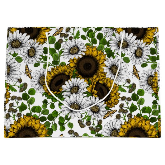 Zonnebloemen en dagbladen, zomertuin 3 groot cadeauzakje (Voorkant)