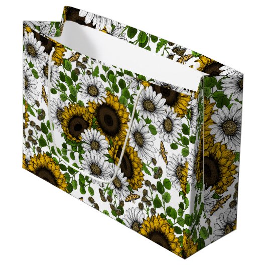 Zonnebloemen en dagbladen, zomertuin 3 groot cadeauzakje (Voorkant Gekanteld)