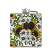 Zonnebloemen en dagbladen, zomertuin 3 heupfles (Achterkant)