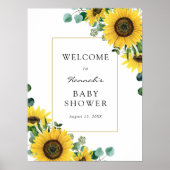Zonnebloemen en Eucalyptus Baby shower Welkomsttek Poster (Voorkant)