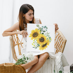 Zonnebloemen en Eucalyptusregeling Canvas Afdruk