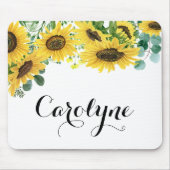 Zonnebloemen en Eucalyptusscript, speciaal aangepa Muismat (Voorkant)