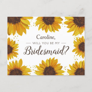 Zonnebloemen en gouden Stippen worden mijn bruidsm Uitnodiging Briefkaart