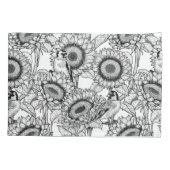 Zonnebloemen en goudvinken in zwart-wit kussensloop (Achterkant)