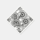 Zonnebloemen en goudvinken in zwart-wit servet (Hoek)