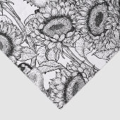 Zonnebloemen en goudvinken in zwart-wit tissuepapier (Detail)