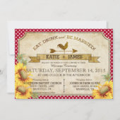 Zonnebloemen en Haan Picknick Uitnodiging bruiloft (Voorkant)