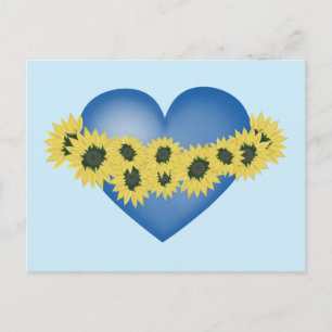 Zonnebloemen en hart. Steun Oekraïne Briefkaart