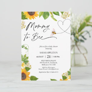 Zonnebloemen en harten Mama to Bee Baby shower Kaart