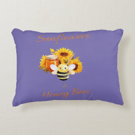 "Zonnebloemen en honingbijen" Accent Kussen