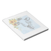 Zonnebloemen en koe op notitieblok (Schuin)