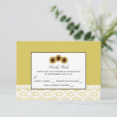 Zonnebloemen en  Lace Wedding RSVP (Staand voorkant)