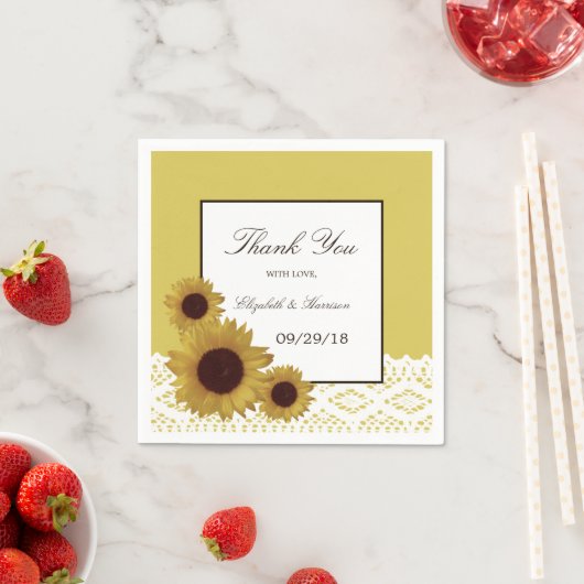 Zonnebloemen en  Lace Wedding Servetten (Insitu)