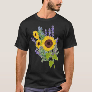 Zonnebloemen en Lavender Bouquet T-shirt