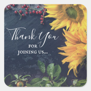 Zonnebloemen en leisteen Baby shower Dank u Vierkante Sticker