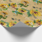  zonnebloemen en libellen cadeaupapier (Hoek)