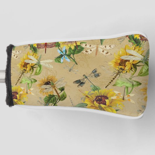  zonnebloemen en libellen golfheadcover (Voorkant)