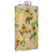  zonnebloemen en libellen heupfles (Rechts)