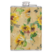  zonnebloemen en libellen heupfles (Achterkant)