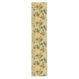  zonnebloemen en libellen korte tafelloper