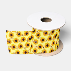 Zonnebloemen en libellen; lint