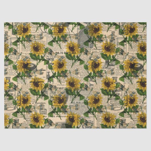 Zonnebloemen en libellen Reeks Design 14 Tissuepapier (Voorkant)