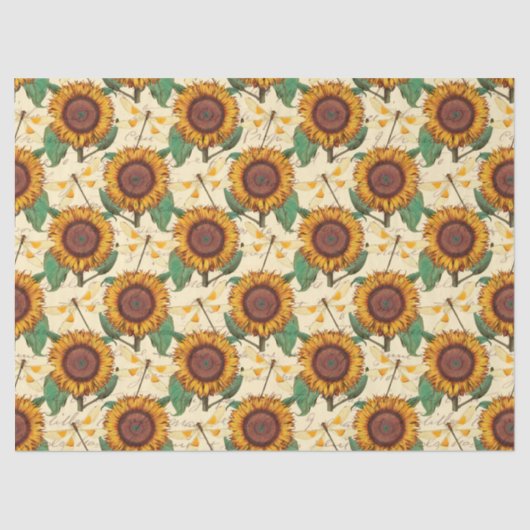 Zonnebloemen en libellen Reeks Design 5 Tissuepapier (Voorkant)