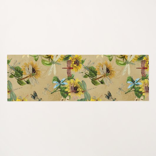 zonnebloemen en libellen yogamat (Achterkant (horizontaal))