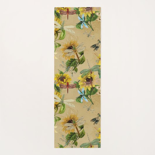 zonnebloemen en libellen yogamat (Achterkant)