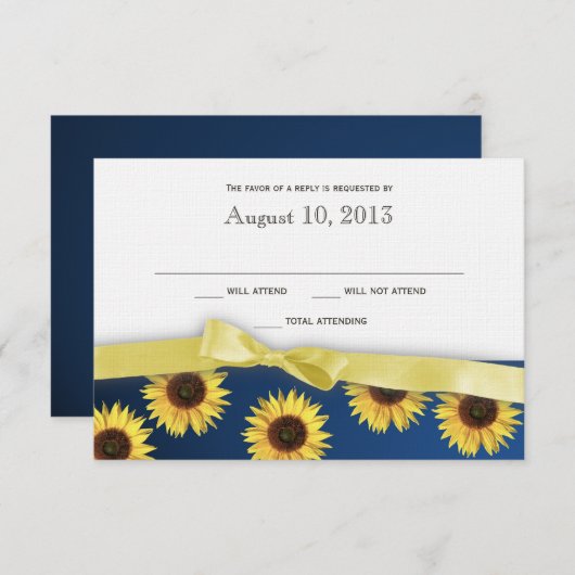 Zonnebloemen en lint Country Wedding Response RSVP Kaartje (Voorkant / Achterkant)