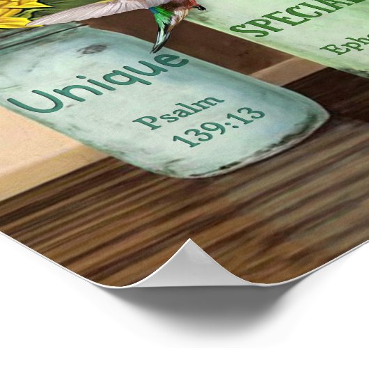 Zonnebloemen en mensvogels, zeg God dat je Poster  (Hoek)