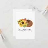 Zonnebloemen en Moederdag van cowboy Pet Kaart (Voorkant / Achterkant in situ)