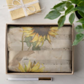 zonnebloemen en muziekblad Ephemera Tissuepapier (Geschenk)