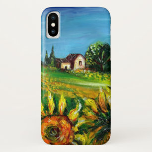 ZONNEBLOEMEN EN PLATTELAND IN TUSCANIE iPhone X HOESJE