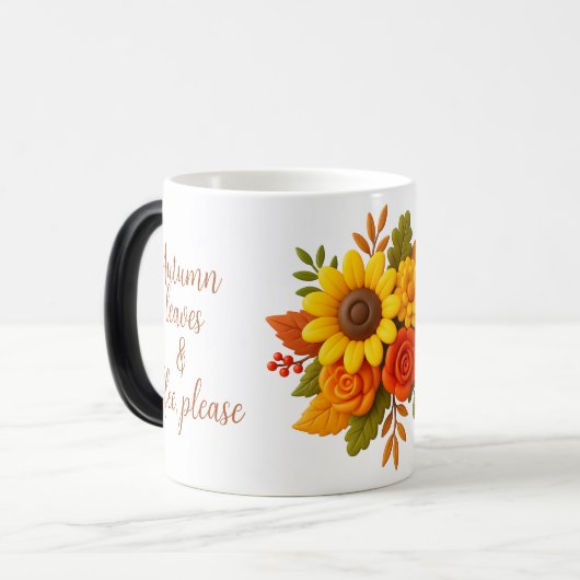 Zonnebloemen en pompoen Bloemen Design. Gezellige Magische Mok (Voorkant links)