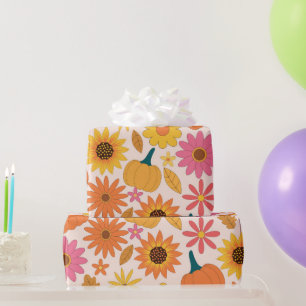 Zonnebloemen en pompoenen Herfst Patroon Cadeaupapier