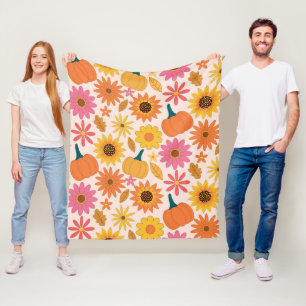 Zonnebloemen en Pompoenen Herfst Patroon Fleece Deken