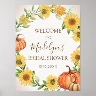 Zonnebloemen en pompoenen Herfst Welkomstbord Brid Poster