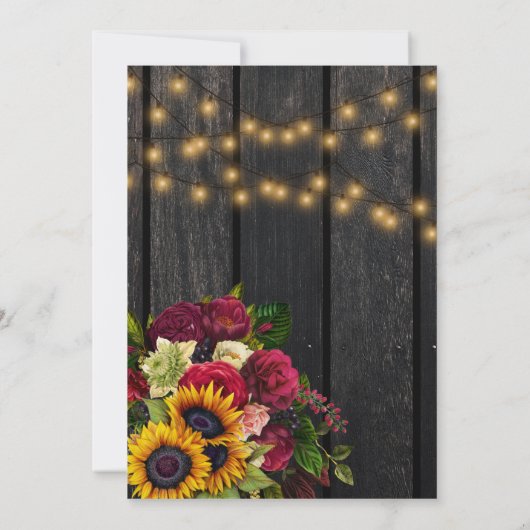 Zonnebloemen en rozen bruiloft nieuwe datum aankon kaart (Achterkant)