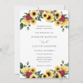 Zonnebloemen en Rozen Herfst bruiloft uitnodiging (Voorkant)